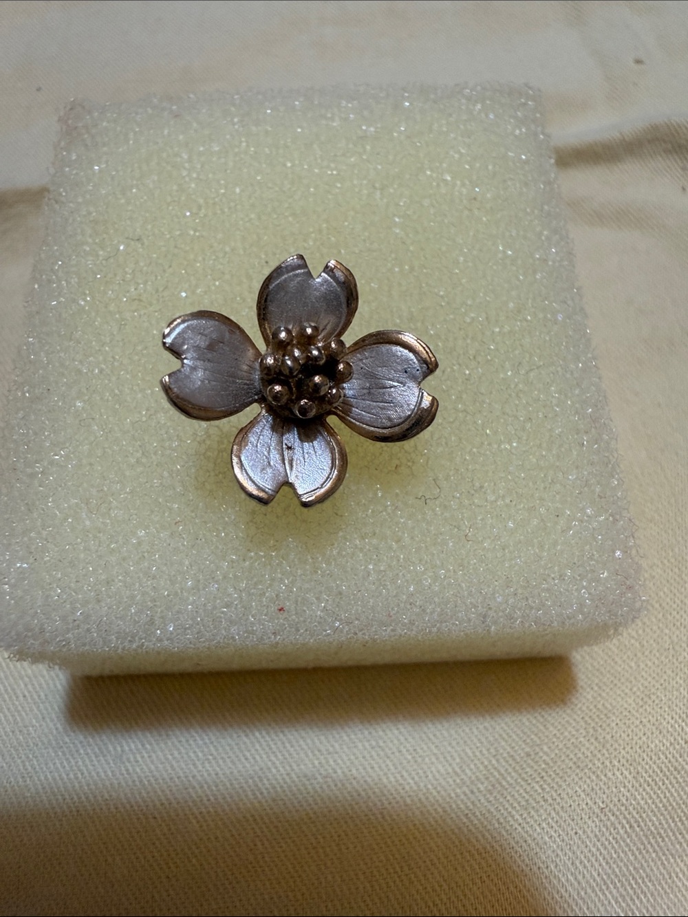 Vintage Gold & Silver-Tone Floral Brooch - Stuart Nye inspired Dogwood flower